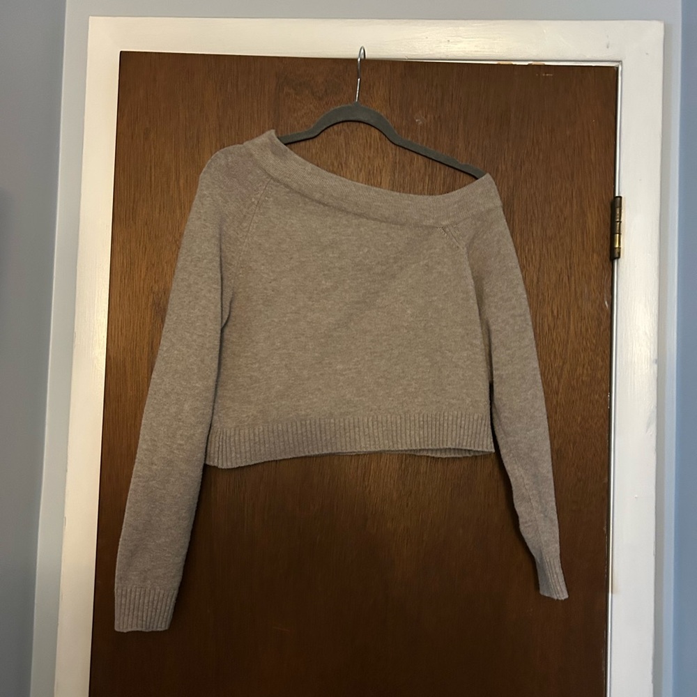 Lulus Women's Off-Shoulder Beige Sweater